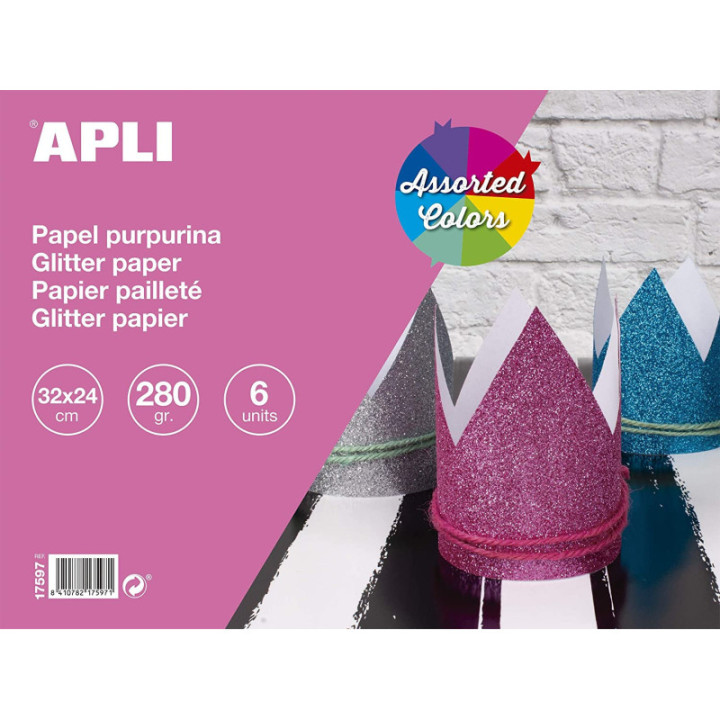 Bloc de papier à paillettes - 32 x 24 cm - 6 feuilles - Apli