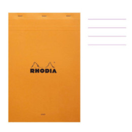 Bloc notes - A4 - 21x29,7 cm - Lignes - 80 feuilles - Rhodia