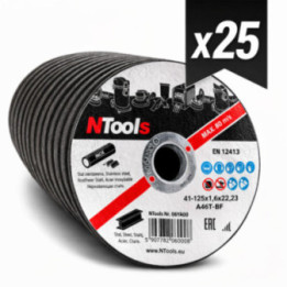 25 disques pour découper l'acier et métal - 125x1,6x22,23 - Adapte sur meuleuse - APP