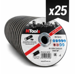25 disques pour découper l'acier et métal - 125x1,2x22,23 - Adapte sur meuleuse - APP