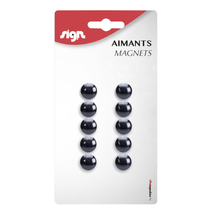 Lot De 10 Aimants Ronds Diamètre De 9 Mm - Noir - Sign