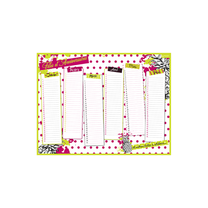 Calendrier Perpétuel Anniversaires Et Fêtes - 42 X 32 Cm