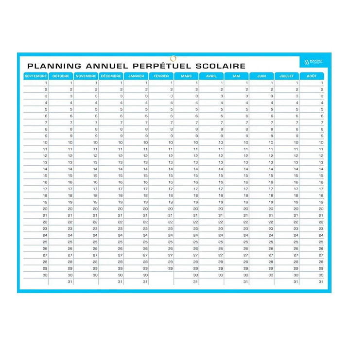 Planning Perpétuel Effaçable Hebdomadaire Et Annuel Scolaire 42X32Cm