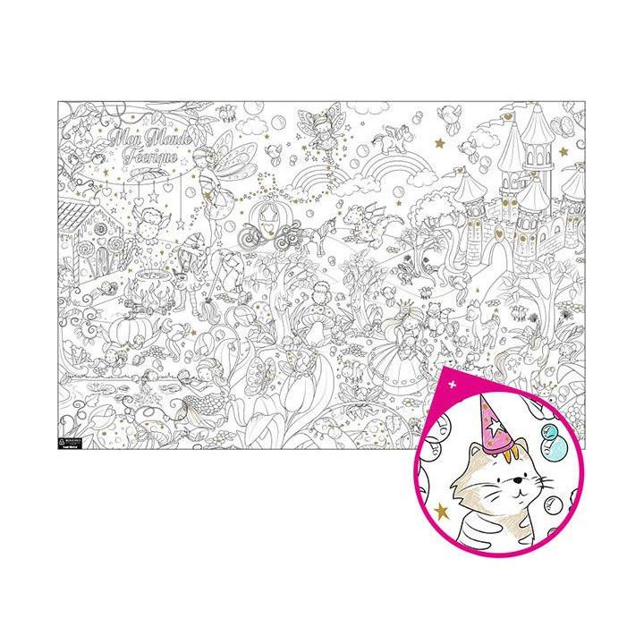 Coloriage Géant Pour Enfants Monde Féerique 80 X120 Cm