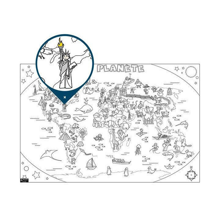 Coloriage Géant Pour Enfants L'Atlas 80 X120 Cm