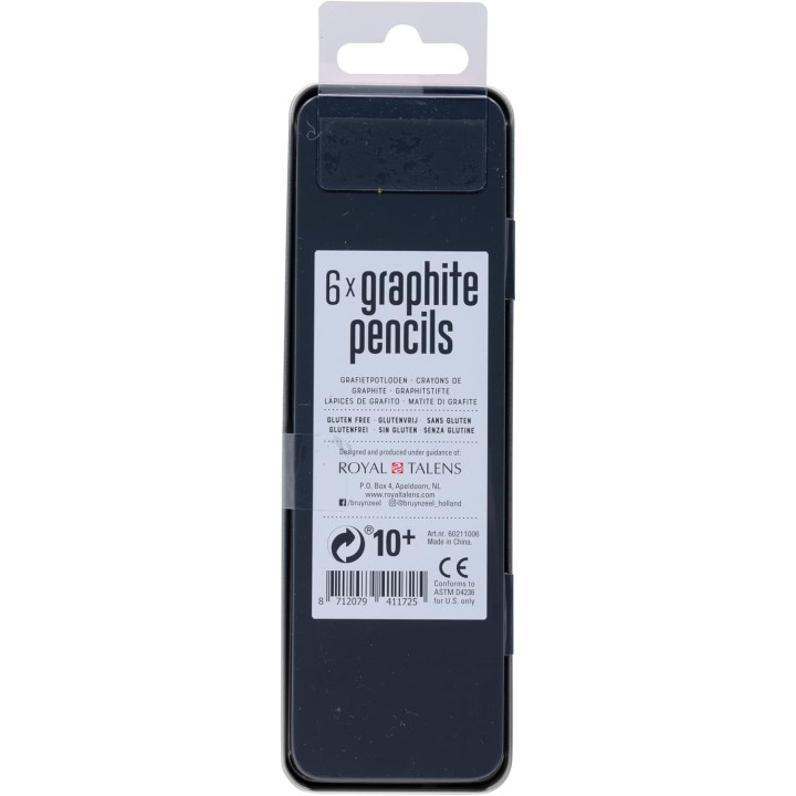 Crayons graphite - Boîte de 6 modèles - 1H 2H Hb 1B 2B 4B - Bruynzeel