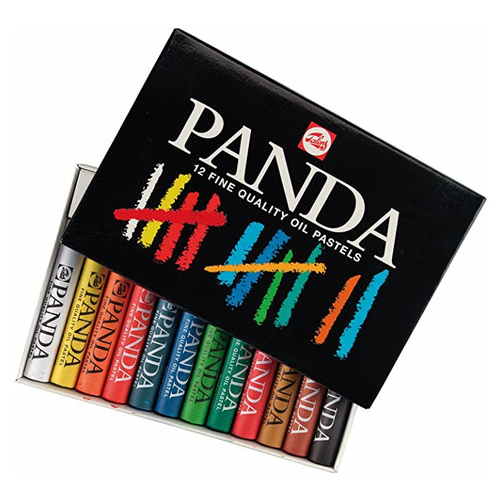 Pastels à l'huile - Boîte de 12 couleurs - Dessin - Beaux-arts - Panda - Talens