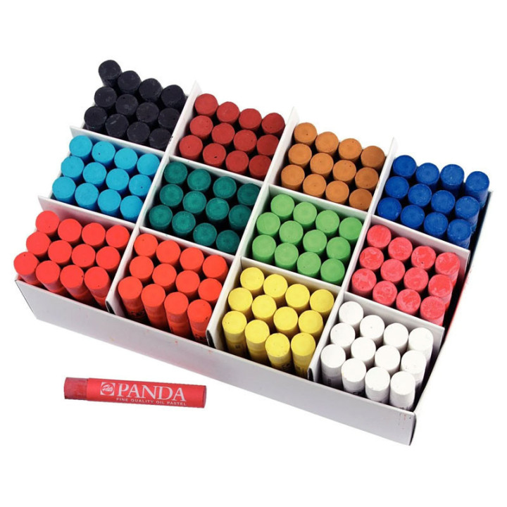 Pastels à l'huile - Boîte de 12 couleurs - Dessin - Beaux-arts - Panda - Talens