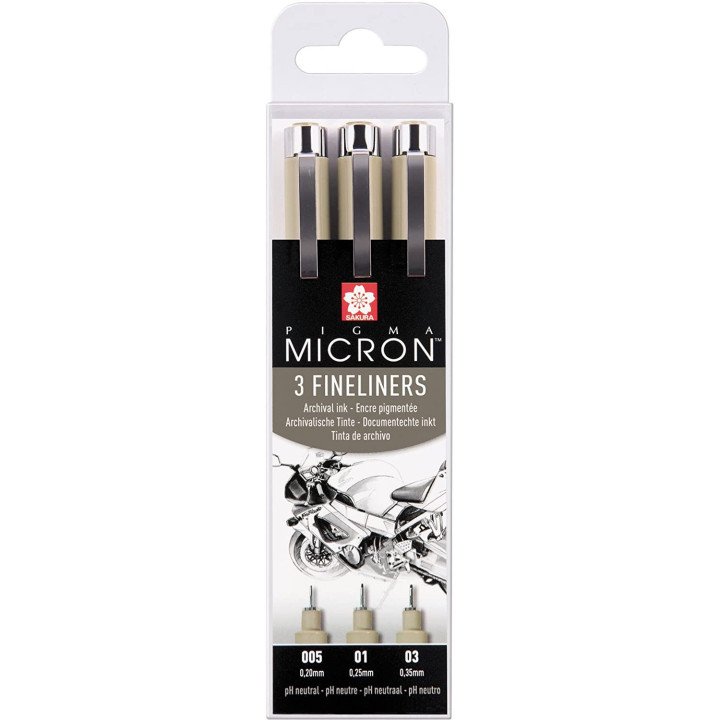 Etui De 3 Feutres Pigma Micron Noir 005/01/03 Sakura
