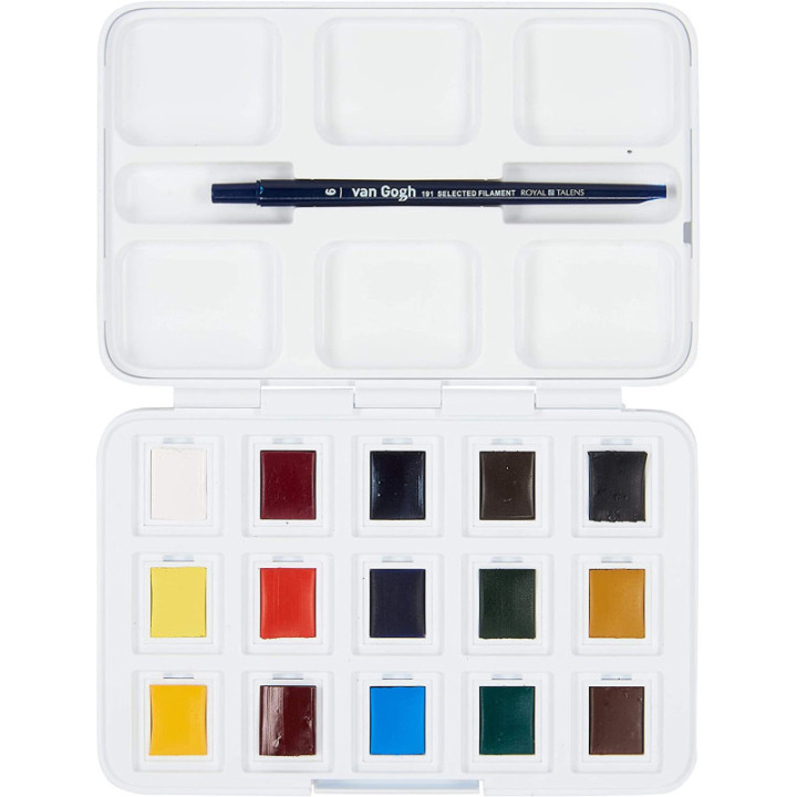 Peinture aquarelle - Van gogh - Boîte 12 demi-godets + 3 couleurs offertes
