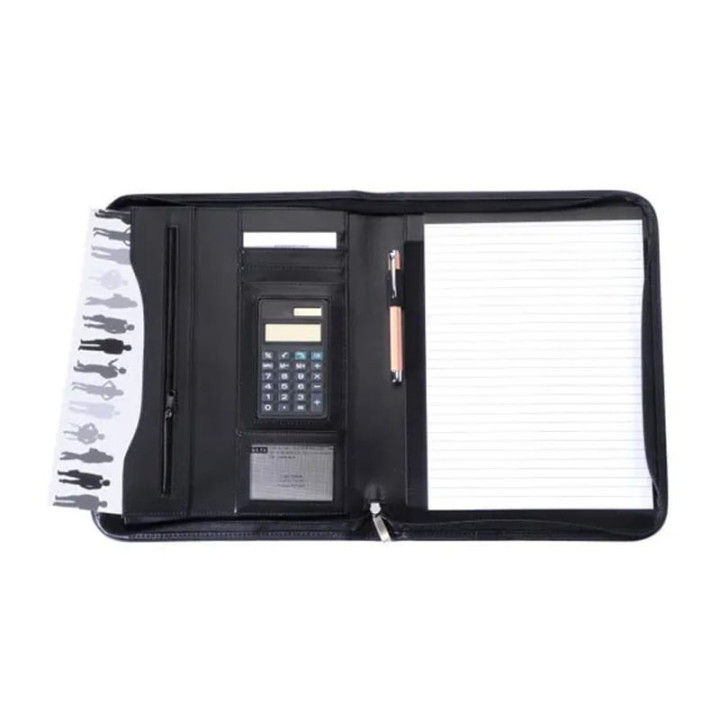 Conférencier A4 Zippé Avec Calculatrice - Collection Damiers - Noir - Cristo