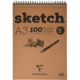 Bloc - Dessin - Croquis - A3 - Avec spirale - 100 feuilles - Sketch - Clairefontaine