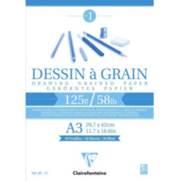 Bloc Dessin A Grain Colle A3 - 125G - 40 Feuilles - Clairefontaine