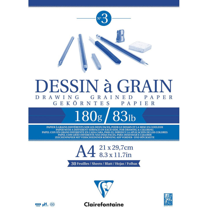 Bloc - Dessin - Croquis - A4 - 180g - 30 feuilles - Clairefontaine