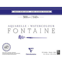 Bloc Aquarelle Fontaine Grain 1/2 Satiné - 24X30Cm - 300G - Clairefontaine