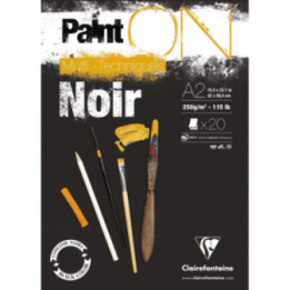 Bloc - A2 - Multi techniques - Noir - 30 feuilles - 250g - Clairefontaine - Paint'On
