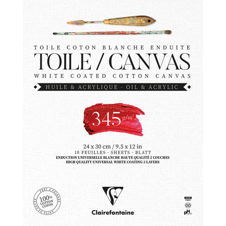 Bloc Toiles - Fleur De Lys - 24 X 30 Cm - 10 Feuilles - Clairefontaine
