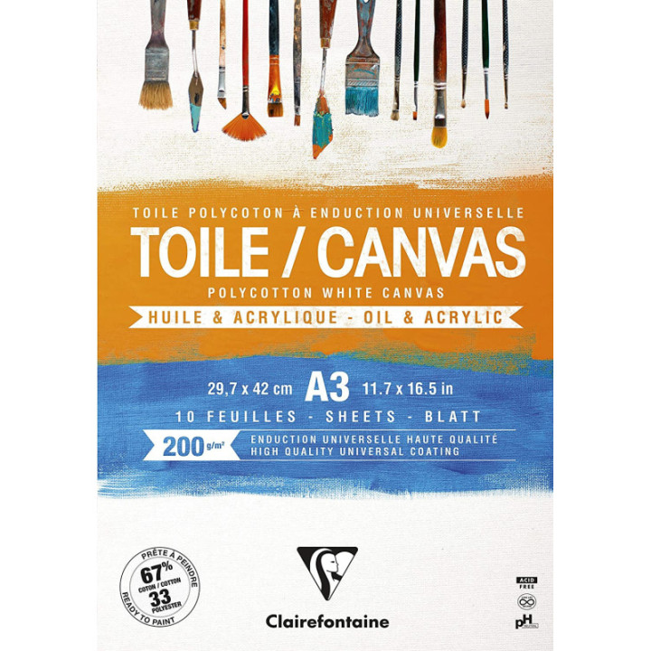 Bloc Toiles Cosmos A3 29,7 x 42 Cm 10 Feuilles Clairefontaine