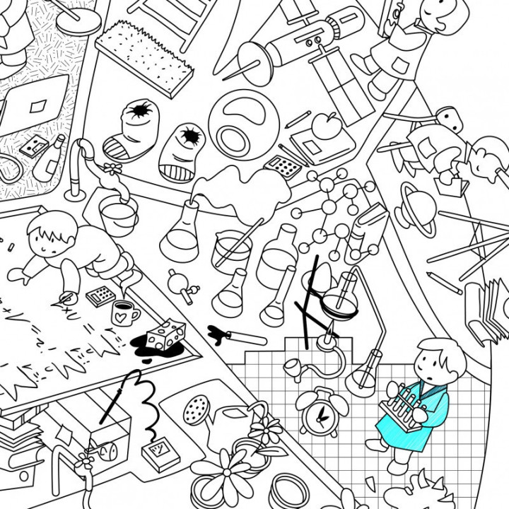 Coloriage Géant Pour Enfants Les Savants Fous 80 X120 Cm