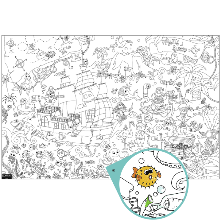 Coloriage Géant Pour Enfants Les Pirates 80 X 120 Cm