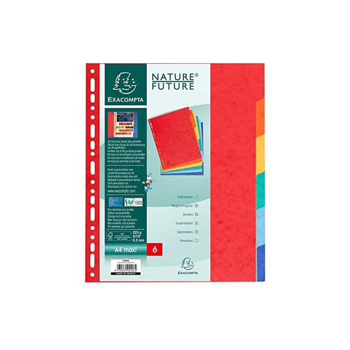 Intercalaires - Pour classeur - 6 positions - A4 maxi - Carton rigide - Exacompta