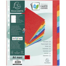 Intercalaires - Pour classeur - 12 positions - A4 maxi - Carton rigide - Exacompta