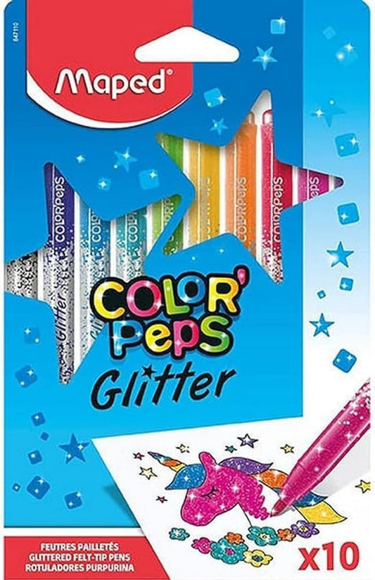 10 feutres de coloriage - Encre à paillettes - Assortiment - Maped - Color'peps Glitter