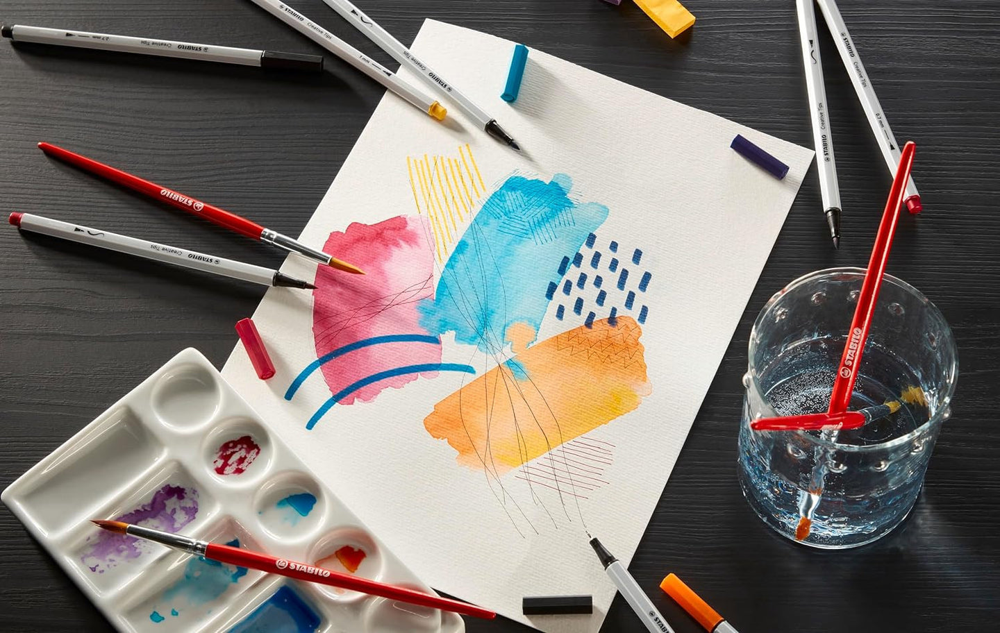 10 feutres à dessin - Calligraphie - Gris et Noir - Plusieurs mines - STABILO Creative Tips