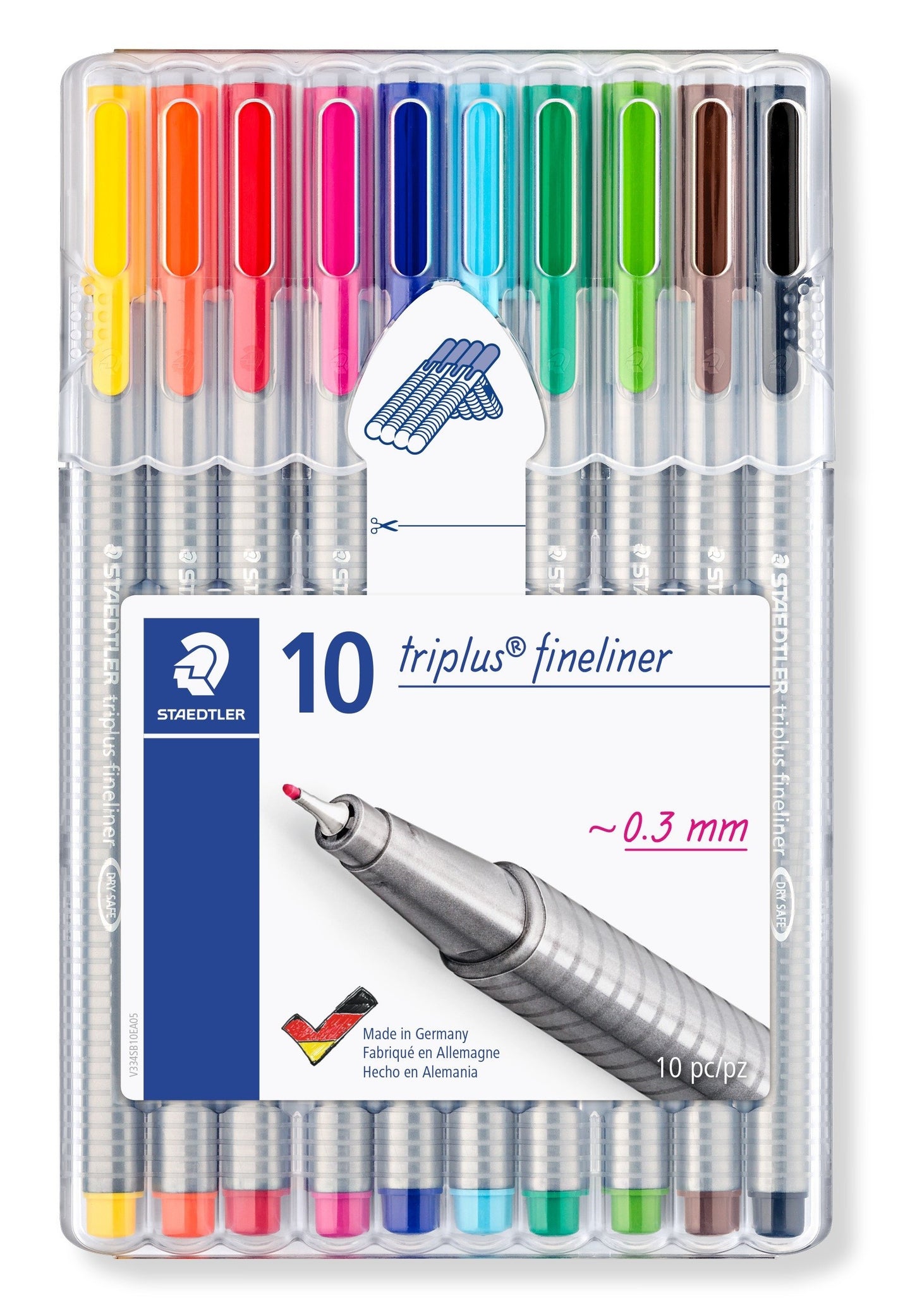 10 feutres d'écriture - Pointe extra-fine - 0.3mm - Staedtler - Triplus Fineliner