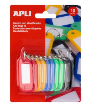Porte-clés avec étiquettes - Assortiment de couleur - 10 unités - Apli