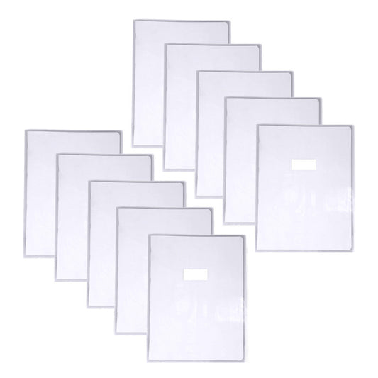 10 grands protège cahier - 24x32cm - Transparent - Avec porte étiquette