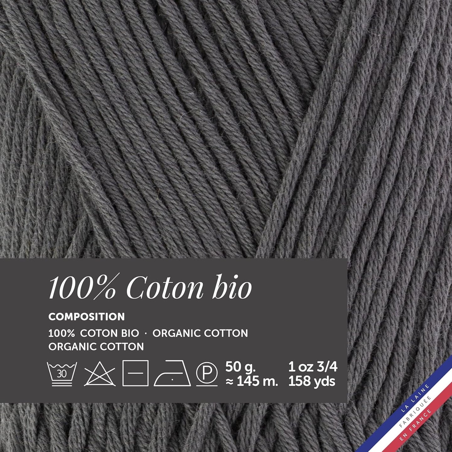 Pelote de laine - Mistigris - 100% coton bio - 3mm - Tricot et crochet - Bergère de France