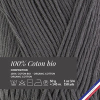 Pelote de laine - Mistigris - 100% coton bio - 3mm - Tricot et crochet - Bergère de France