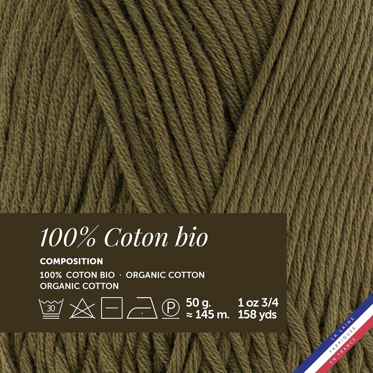 Pelote de laine - Mousse - 100% coton bio - 3mm - Tricot et crochet - Bergère de France