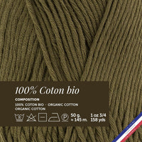 Pelote de laine - Mousse - 100% coton bio - 3mm - Tricot et crochet - Bergère de France