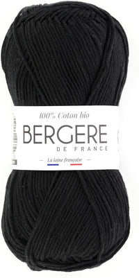 Pelote de laine - Noir - 100% coton bio - 3mm - Tricot et crochet - Bergère de France