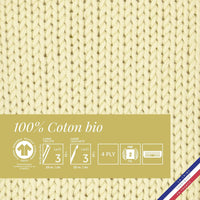 Pelote de laine - Paille - 100% coton bio - 3mm - Tricot et crochet - Bergère de France