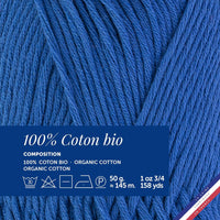 Pelote de laine - Royal - 100% coton bio - 3mm - Tricot et crochet - Bergère de France