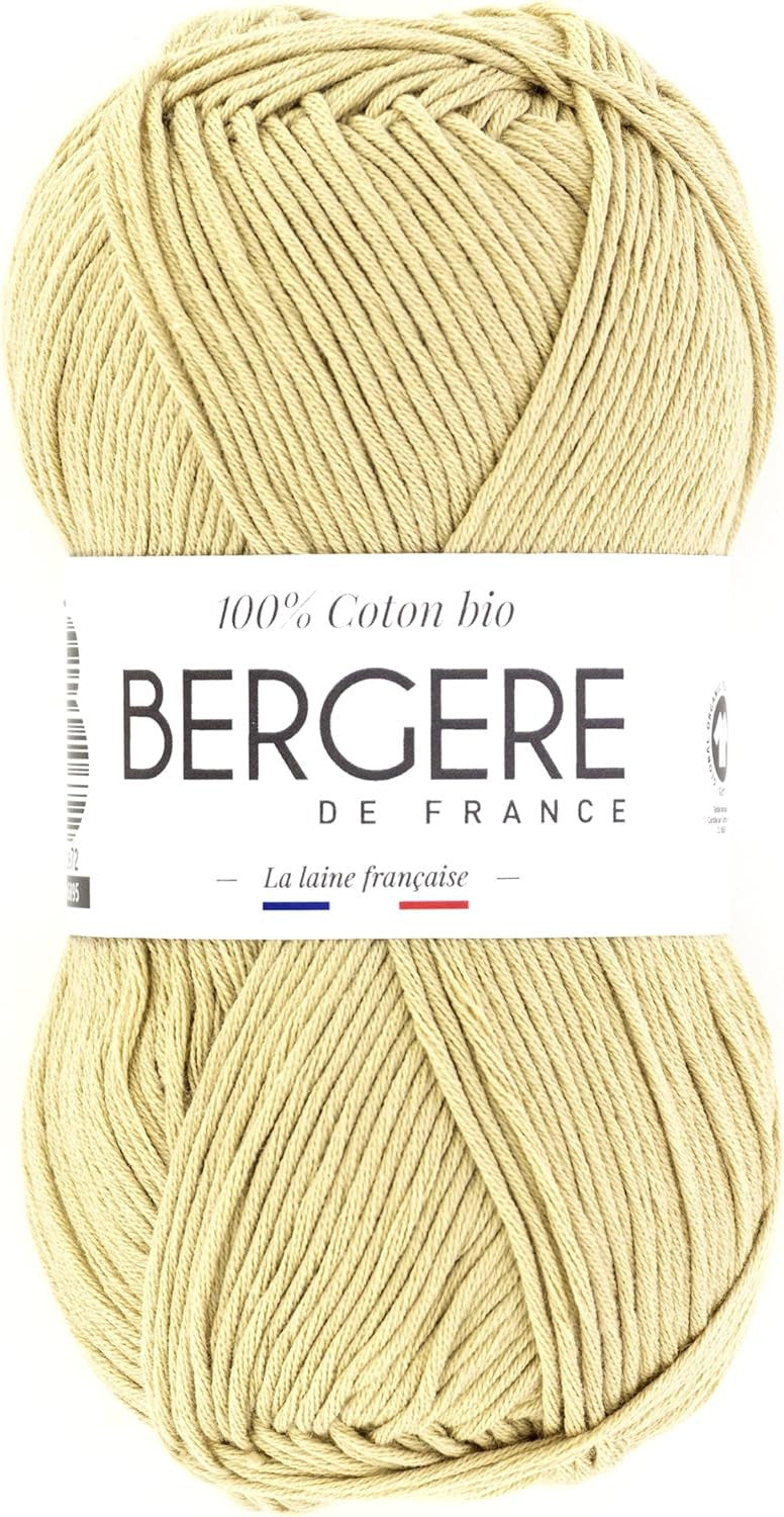 Pelote de laine - Sable - 100% coton bio - 3mm - Tricot et crochet - Bergère de France
