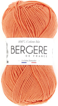 Pelote de laine - Saumon - 100% coton bio - 3mm - Tricot et crochet - Bergère de France