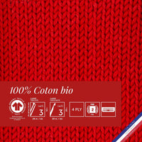 Pelote de laine - Vermeille - 100% coton bio - 3mm - Tricot et crochet - Bergère de France