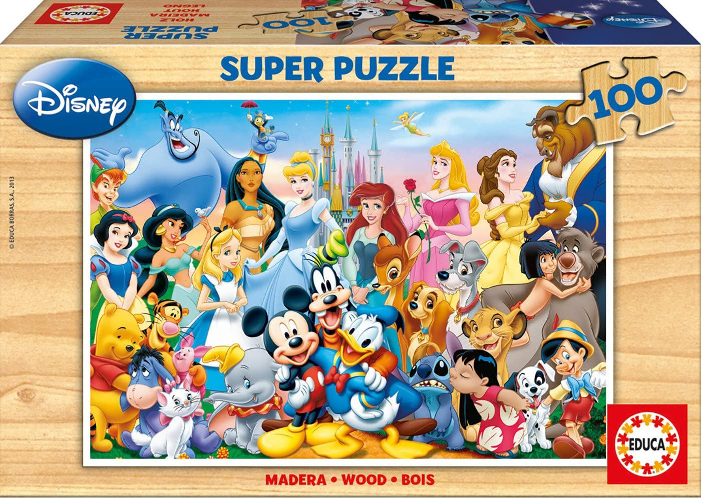 Puzzle - Les héros de Disney - 100 pièces imitation bois - 36 x 26 cm
