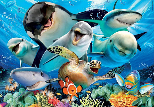 Puzzle - 100 pièces - Selfie sous l'eau - Animaux marins - 40x28cm - Educa