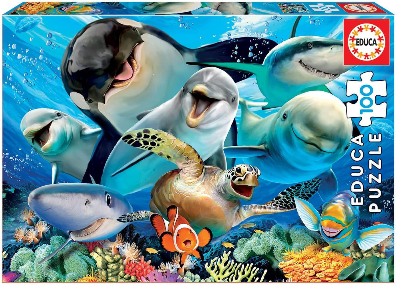 Puzzle - 100 pièces - Selfie sous l'eau - Animaux marins - 40x28cm - Educa