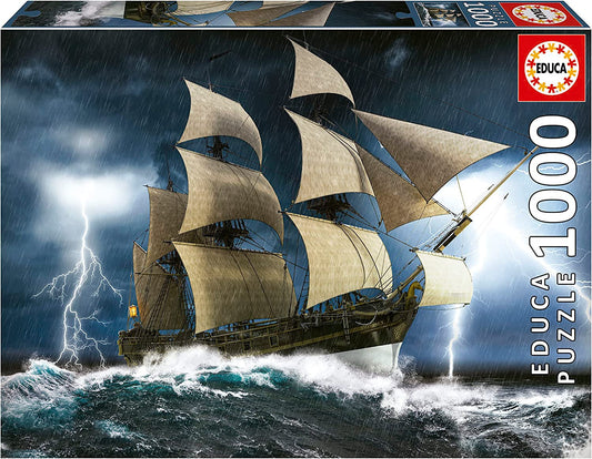 Puzzle - Tempête de mer - Bateau - Caravelle - 1000 pièces - 68x48cm - Educa