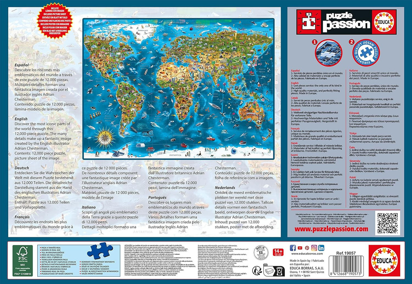Puzzle - 12 000 pièces - Les merveilles du monde - 214x156 cm - Educa