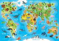 Puzzle - Carte du monde avec les animaux - Jeu éducatif - 150 pièces - Dès 6 ans