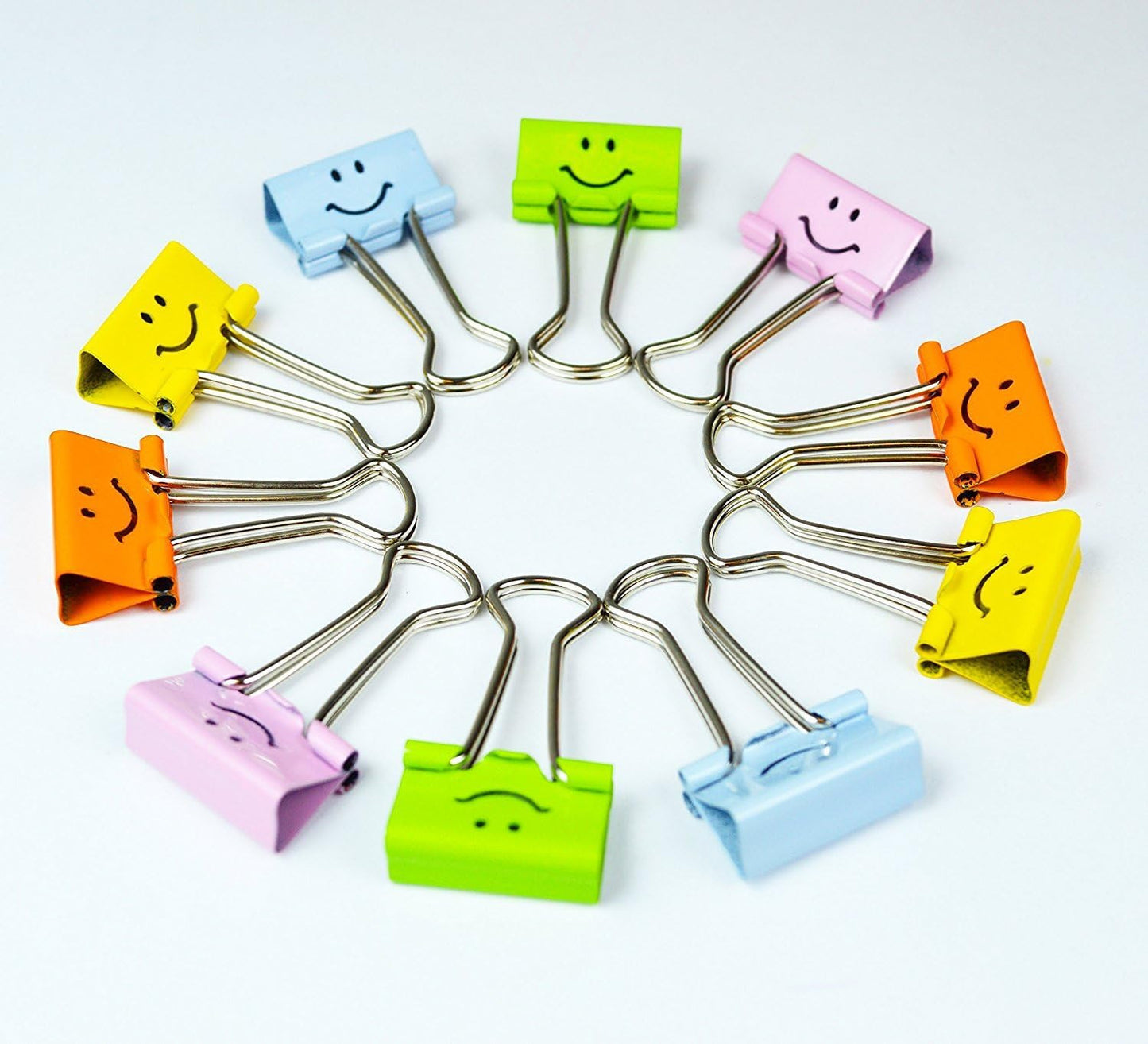 Pinces à clip - Métal - Couleurs assortis - Avec smiley - Boîte de 80 - Rapesco