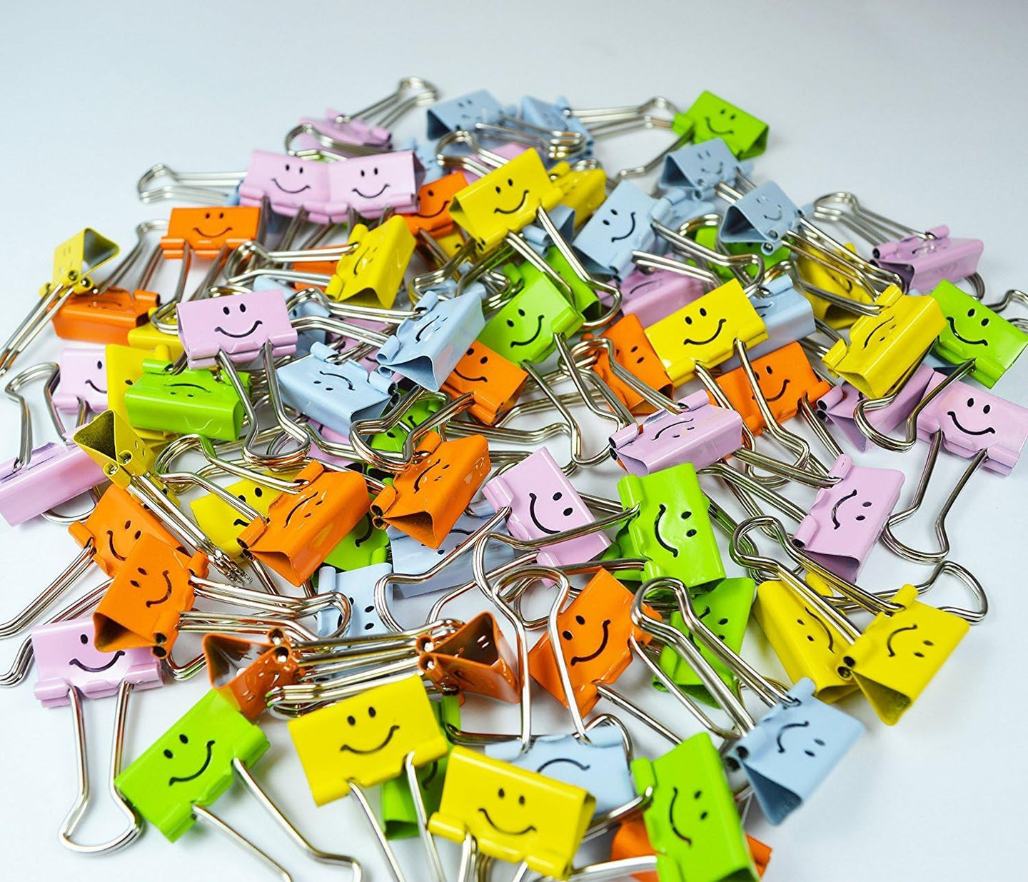 Pinces à clip - Métal - Couleurs assortis - Avec smiley - Boîte de 80 - Rapesco