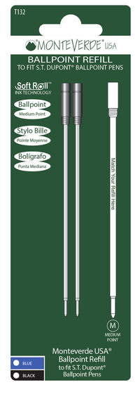 Recharges pour stylo bille - Dupont - Bleu - Pointe moyenne - Lot de 2 recharges